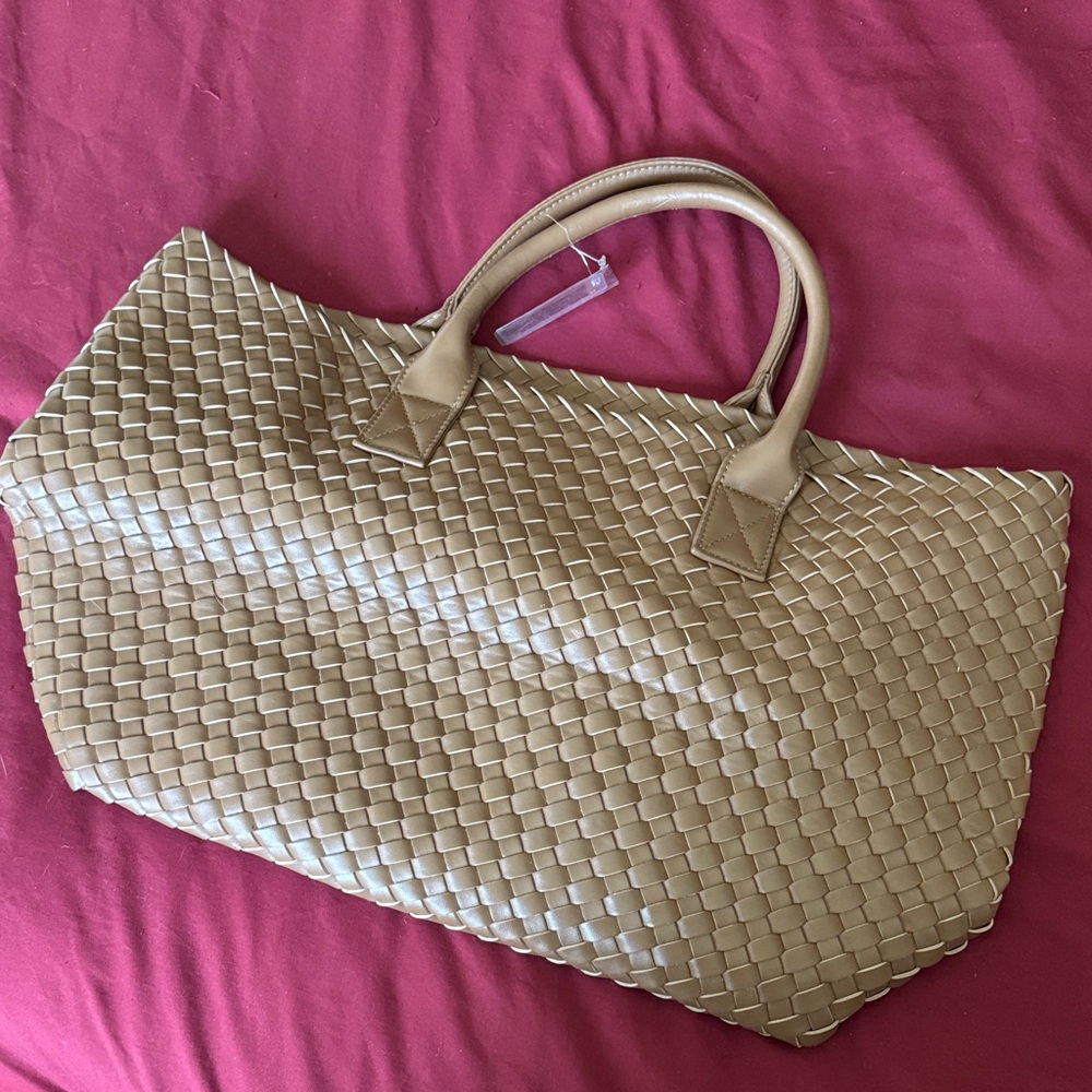 Anthropologie Tan Woven Tote Bag